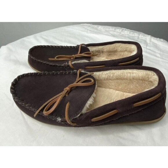 J.Crew Men's Faux Shearling Moccasins Size 9M H1299 Dark Brown - Picture 2 of 8